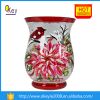 2016 new design flower painting decoration crackle glass vase